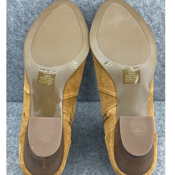 Sole Society Tan Brown Suede Leather Western Side Zip Ankle Bootie Women 11B/41 - Picture 8 of 11